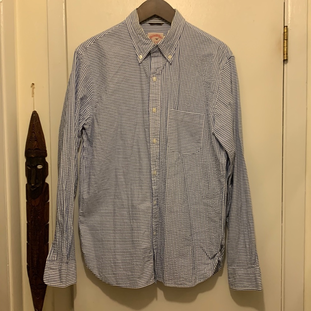 Brooks Brothers mens medium seersucker fun shirt